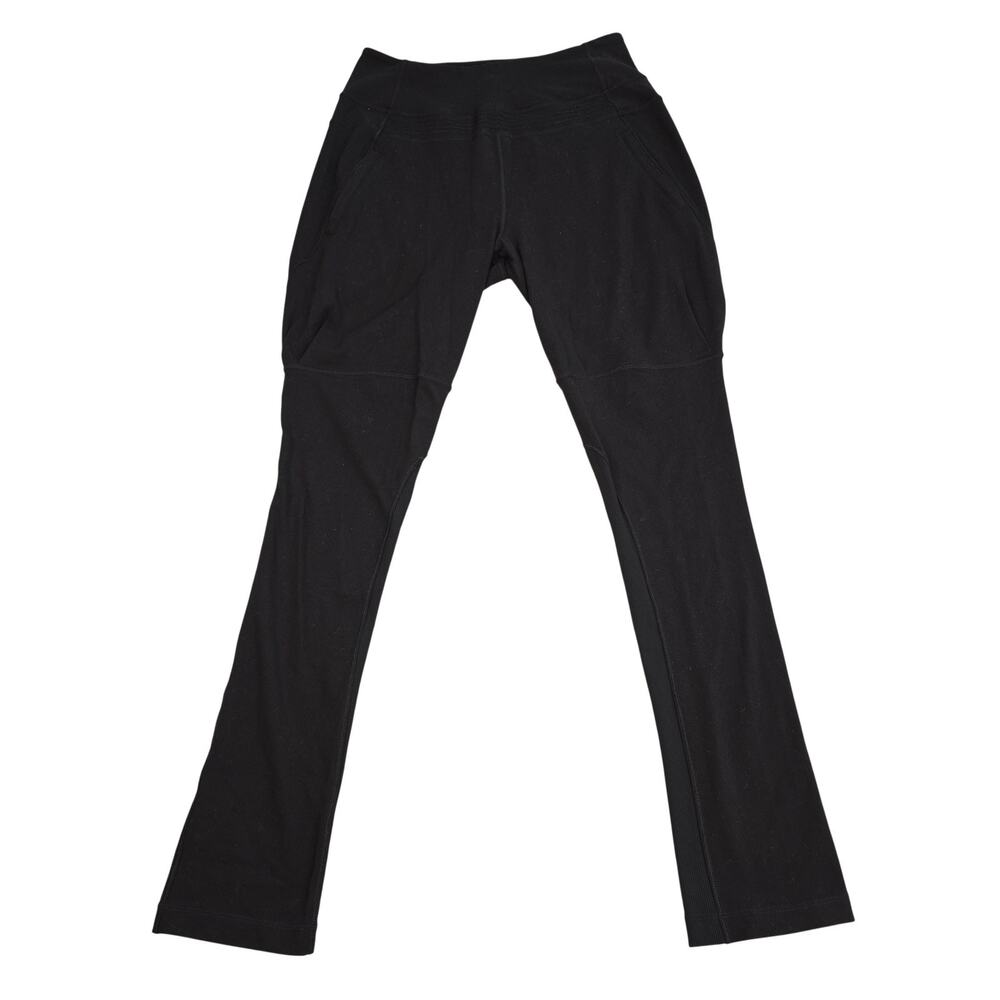 Lululemon Leggings Womens 6 Black Ankle Zip Pocket Rib Panel Yoga Gym Training